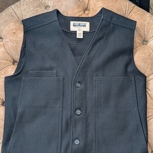 Stormy Kromer 100% Wool Button Vest In Black - Men's Size XL USA Made